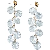 Long Dangle Petal Earring for Women,Boho Shell Tassels Dangle Drop Earrings Statement Multicolor Acrylic Petal Earrings Summer Beach Jewelry