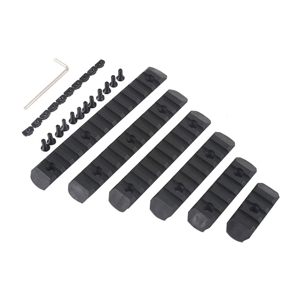 SBGJMY 6pcs Mlok Keymod Handguard Polymer Rail Set,Lightweight Picatinny Rail 3-Slot 5-Slot 7-Slot 9-Slot 11-Slot 13-Slot Tactical Accessories (Black)