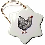 3dRose orn_170779_1 Hen with White Feathers Edged in Black Victorian Bird Illustration-Snowflake Ornament, Porcelain, 3-Inch