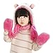 Kids Toddler Cartoon Fleece Hat Gloves Scarf 3 in 1 Set Girls Boys Winter Cute Warm Long Hoodie Earflap Hat Rose