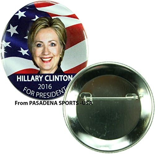 2016 HILLARY CLINTON for PRESIDENT CAMPAIGN BUTTON, 2.25" hcflg, from PASADENA SPORTS - USA