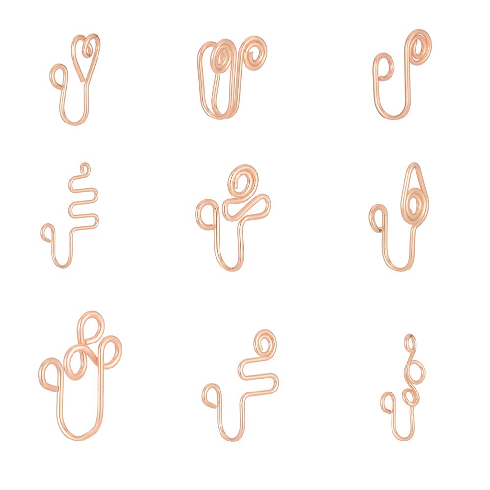 African Nose Cuff, Clip On Nose Ring Fake Nose Ring Faux Nose Cuff Nose Cuffs for Non Pierced Nose Women's Faux Body Piercing Jewelry (B-Rose Gold)