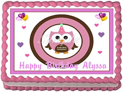 Owl Girl Party Edible Frosting Sheet Cake Topper - 1/4 Sheet