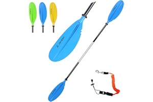 JAYEGT Kayak Paddle 87.4Inch/222CM Aluminum Alloy Shaft Kayaking Boating Oar with Paddle Leash, 1 Paddle + 1 Leash