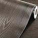 Emoyi Self-adhesive Removable Wood Grain Faux Finish Textured Vinyl Wrap Wallpaper Film for Home Office Furniture 12''x79'' (Black)