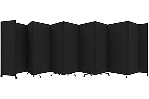 Versare Room Divider 360 Portable Wall Partition | Folding Panels | Large Freestanding Divider | Locking Wheels | Temporary Room Separator
