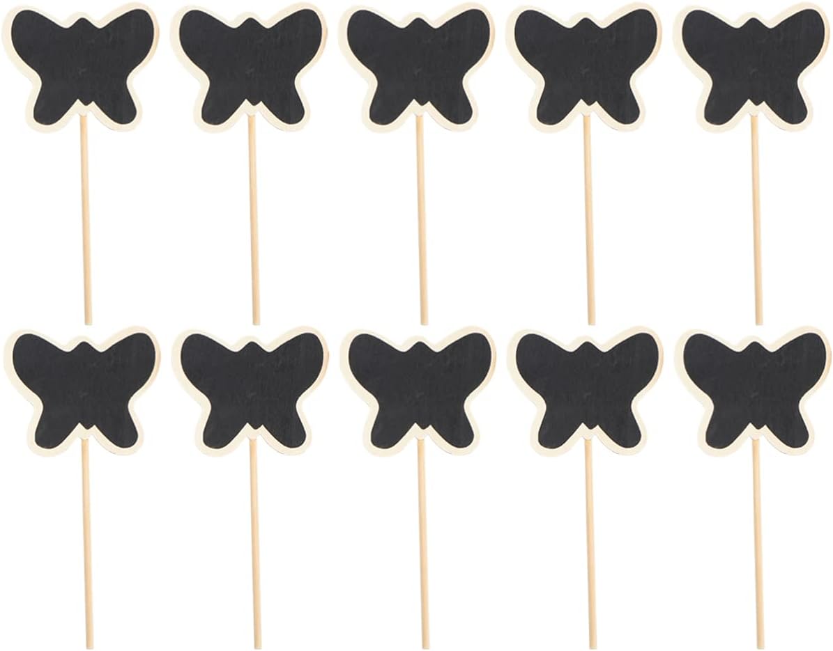 Exceart 20pcs Mini Wood Chalkboard Gardening Plant Tags Garden Decorative, Flower Tags Price Stake Plant Marker Butterfly