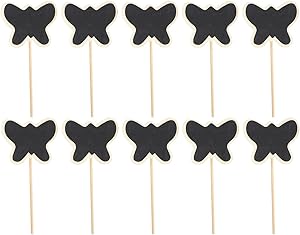 Exceart 20pcs Mini Wood Chalkboard Gardening Plant Tags Garden Decorative, Flower Tags Price Stake Plant Marker Butterfly