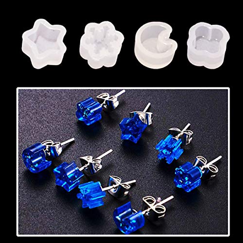 36 PCS Stud Earring Mold Tool Included 9 PCS Silicone Resin Mould, 20 PCS Stud Earring and 8 PCS Ear Hook, Woohome Casting Moulds Clear Tiny Ear for DIY Jewelry Craft Making - Thumbnail 2