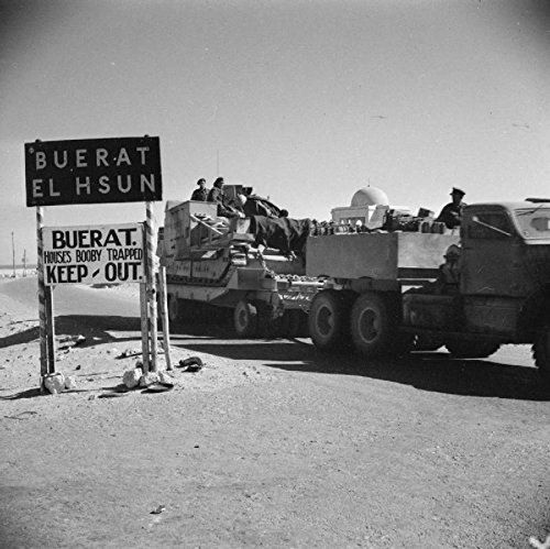 The British Army in North Africa 1943 A Diamond T tank transporter carrying a Matilda Scorpion flail...