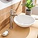 BWE Vessel Sink Faucet Waterfall Brushed Nickel Bathroom Commercial Vanity Sink Faucets with Supply Lines Combo Single Handle Bath Basin Bowl Centerset Sink Lavatory Tall Mixer Tap