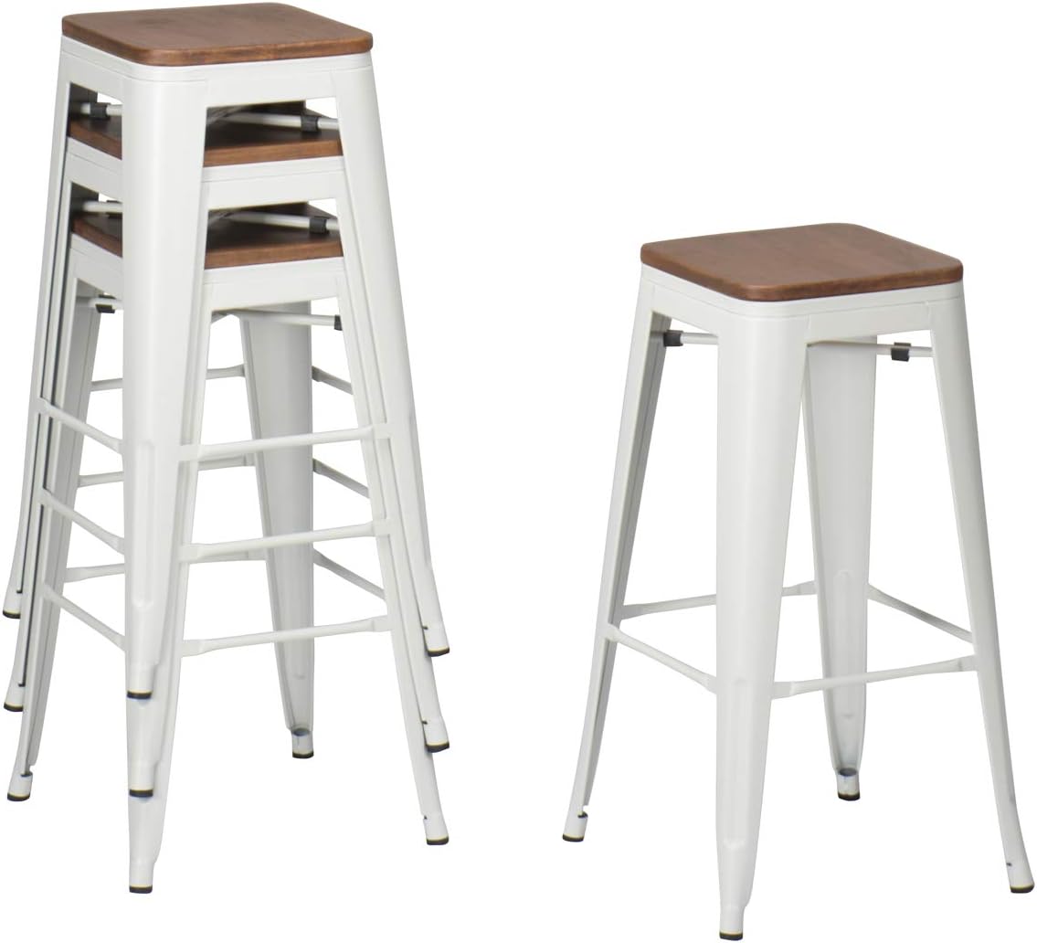 Best bar stool metal wood white