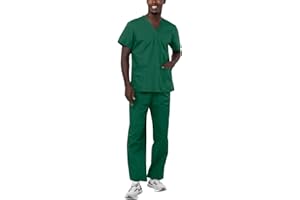 ADAR UNIFORMS Adar Durable Unisex Scrubs Set - Classic V-Neck Scrub Top & Drawstring Scrub Pants For Men & Women