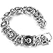 INBLUE Men's Stainless Steel Bracelet Link Wrist Silver Tone Black Skull