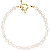 Sylph Pearl Bracelets for Women, Freshwater Pearl Bracelet Baroque Beaded Bracelets Beach Jewelry Bride Gifts for Wedding Birthday Anniversary