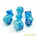 Bescon Gemini Glowing Polyhedral Dice 7pcs Set ICY ROCKS, Luminous RPG Dice Set d4 d6 d8 d10 d12 d20 d%, Brick Box Packaging