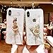 DMaos Xs Max Case with Ring Holder, Embed Diamonds Design for Women, Soft TPU Crystal Clear Slim Cover with Rhinestone Kickstand - Peacock 3.8+12
