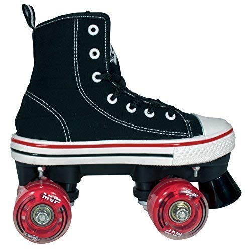 Lenexa MVP Roller Skates for Girls and Boys - Kid’s Unisex Quad Roller Skates with High Top Shoe Style for Indoor/Outdoor (Black/Red, Youth 1)