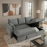 NicBex 85'' Queen 3-Seat Pull Out Sleeper Sofa Bed with Storage, Gray | Convertible Sofa Bed with Storage, 85 Inch,L Shaped 3 Seat Sectional Sleeper Sofa