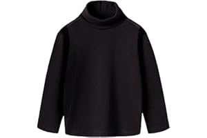 RUKOSU Toddler Baby Girl Boys Basic Solid Color Turtleneck T-Shirt Kid Cotton Long Sleeve Pullover Blouse Top