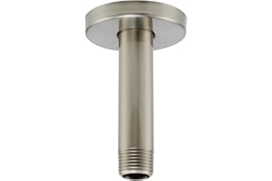 Purelux Ceiling Mount Shower Arm 4 Inches Made of Stainless Steel for Rainfall Showerhead, Brushed Nickel Finish with Gasket Flange