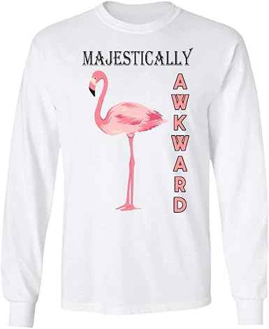Amazon.com: Majestically Awkward Flamingo Long Sleeve.Gifts: Clothing