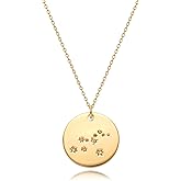 MEVECCO Gold Necklace Coin Disc Zodiac 12 Constellation Star Connected Engraved Horoscope Sign Astrology Pendant 18K Gold Plated Chain Dainty Personalized Simple Jewelry