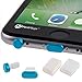 PortPlugs - Aluminum Finish Dust Plug Set - Charger and Headphone Jack Plugs- Compatible iPhone 5, SE, 6, 6s, Plus, iPad Air, iPod 5, 6 – Includes Holders (Blue)