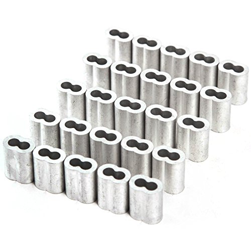 5/32" Aluminum Wire Rope and Cable Line End Double Barrel Ferrule - Qty 25