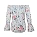 Ezcosplay Women Long Bell Sleeve Off Shoulder Open Back Floral Print Shirt Tops