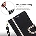 FYY Leather Case with Mirror for Samsung Galaxy Note 8, Leather Wallet Flip Folio Case with Mirror and Wrist Strap for Galaxy Note 8 Black