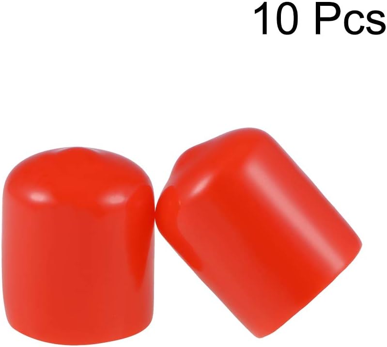 sourcing map 10pcs Rubber End Caps 17mm ID Vinyl Round Tube Bolt Cap Cover Thread Protectors Red - Image 3