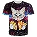 Uideazone Men Women Galaxy Cat Eat Pizza Short Sleeve T-Shirt Tee Tops