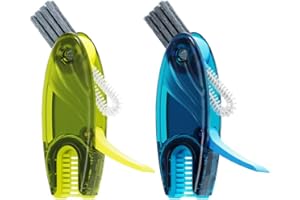 CRAFTINAROUND 4 in 1 Cup Lid Cleaning Brush Set Multifunctional Bottle Brush Cleaner Tiny Bottle Cup Lid Brush Straw Cleaner Tools Mini Silicone Bottle Cup-Holder Cleaner with Hook Remover Green + Blue