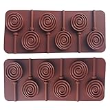 AxeSickle 2pcs Silicone lollipop mold DIY Silicone mould Round chocolate molds and plastic rod.