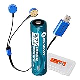 Olight UC Universal Magnetic USB Charger with Cable for 18650 RCR123A 17670 14500 AA AAA Batteries w/Olight 2600mAh 18650 Battery and LumenTac Battery Organizer