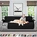 Sofa Shield Couch Slip Cover with Patented Strap, Cushion Protector, Reversible Stain and Dog Tear Resistant Slipcover, Quilted Microfiber 78” Seat, Washable Covers for Dogs Pets Kids, Black Gray