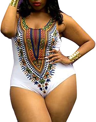 Swimsuit Plus Size,Women African Printing Bikini Push-Up Bra Curve Appeal Dashiki Jumpsuit Tankini Bodysuit L-XXXL Black