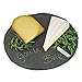 EMEMO Round Slate Cheese Board 12 Inch Cheese Tray & Serving Plate For Smoked Meats - Elegant Look & Unmatched Furniture Protection - Made Of Genuine Black Slate