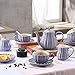 YoungQI Porcelain Tea Coffee Sets with Teapot Sugar Bowl Cream Pitcher Teaspoons and tea strainer for Tea/Coffee, Cups& Saucer Service for 6(Purple)