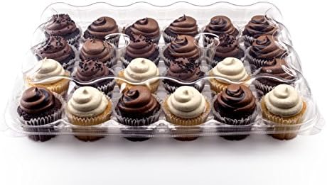 Cupcake Boxes | Set of 4 Clear Plastic Dome 24 Compartment Cupcake Holders With Improved Closing Mechanism