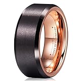 Three Keys Jewelry 8MM Mens Tungsten Carbide Wedding Ring Coffee Brown Brushed Wedding Band for Men
