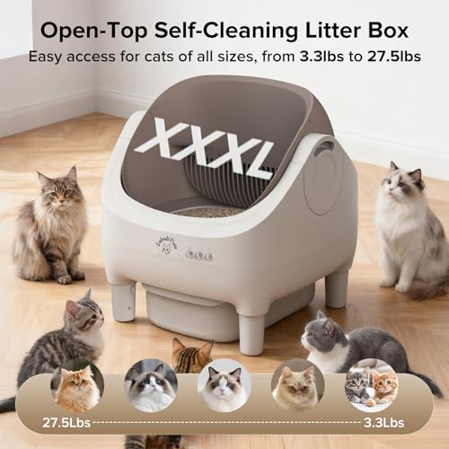 Lubadipaw Self-Cleaning Cat Litter, Cat Litter Tray, Self-Cleaning Litter, Leak-Proof/Pinching/Odour, App Control, Capacity 76L for Multiple Cats