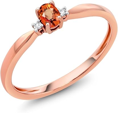 Gem Stone King 18k Rose Gold 0 24 Ct Oval Orange Sapphire White Diamond Engagement Ring Available 5 6 7 8 9 Amazon Com