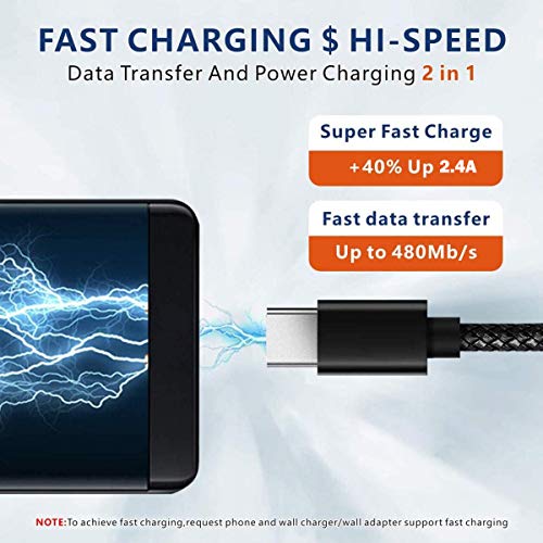 USB Type C Cable 10ft Fast Phone Charger Cord for Samsung Galaxy A10e A20 A50 A51 A71 A30s S8 S9 S10 S20 Ultra, Moto G7 Power G6 Z3 Z4, LG K51 Stylo 6 5 4 G5 G8 V40 V20 Thinq, New Kindle fire 10