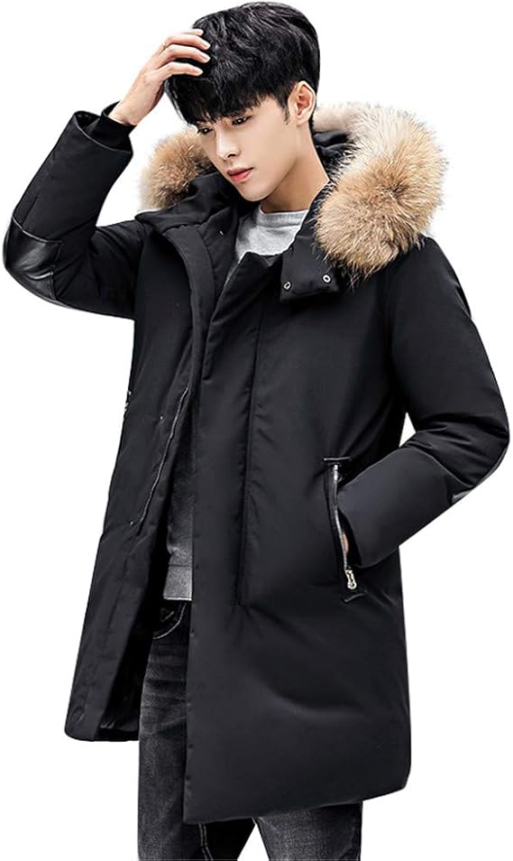 Amazon ダウンジャケットメンズ ダウンコート大きいサイズビジネス防寒ロング丈軽量down Jacketダークダウンスポーツダウン暖かいファー フード付きシンプル 冬ブルゾンカジュアルお兄系コーディネート無地 ブラック L コート ジャケット 通販