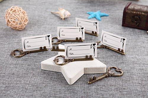 40pcs Multi Function Bottle Opener and Place Card Holder Antique Key Heart Shaped Wedding Favor Rustic Decoration