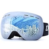 OTG Ski Goggles for Men Women, Detachable Dual Spherical REVO Lens UV400 Protection Anti Fog Skiing Goggle Over the Glasses for Snowboarding,Snowmobile Winter Snow Sport