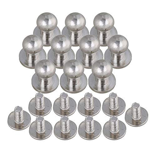10 Sets 9mmx7mmx10mm Chicago Screws Silver Round Button Stud Screws Nail Rivet for DIY Leather Craft - Thumbnail 6