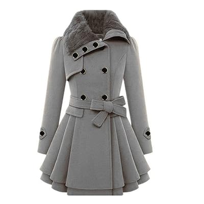 Women's Vintage Double-Breasted Wool Coat with Faux Nigeria Ubuy